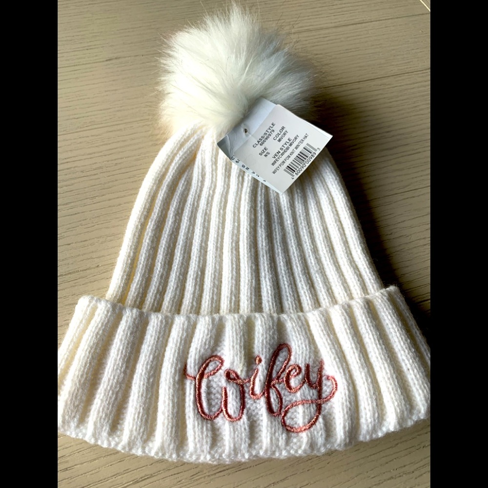 Brand new “Wifey” adorable hat with Pom Pom! T from David’s bridal, has tags